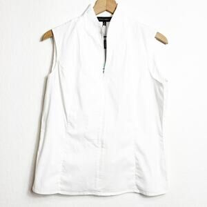 MING WANG SLEEVELESS WHITE WOMEN BLOUSE SIZE XS BRAND NEW WITH TAGS